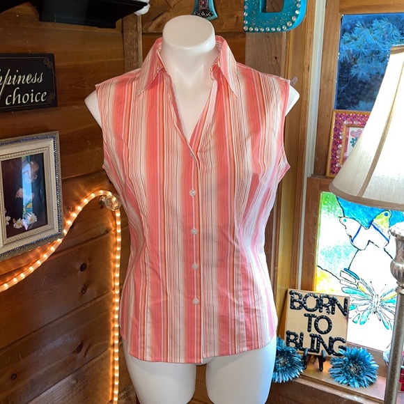 Taylor Marco THE STRETCH SHIRT color Sunset Stripe NEW - GORGEOUS TOP - Picture 1 of 6